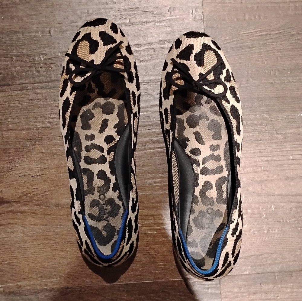 ROTHYS leopard Print Ballet Flats - Beige and Black